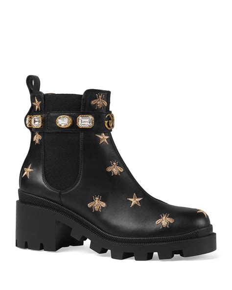 gucci black a red star shoes|Gucci star and bee boots.